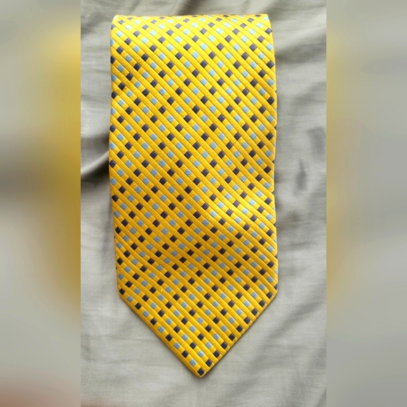 JOS A Bank Yellow Blue Square Tie - Picture 1 of 4